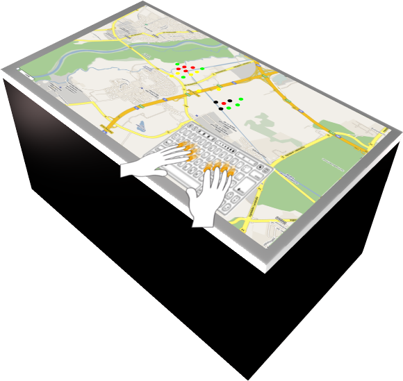 Multitouch TISCH with virtual keyboard